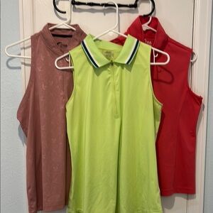 Zyia Pink/Mauve and Jodie Green Sleeveless Polo Golf Tee BUNDLE
